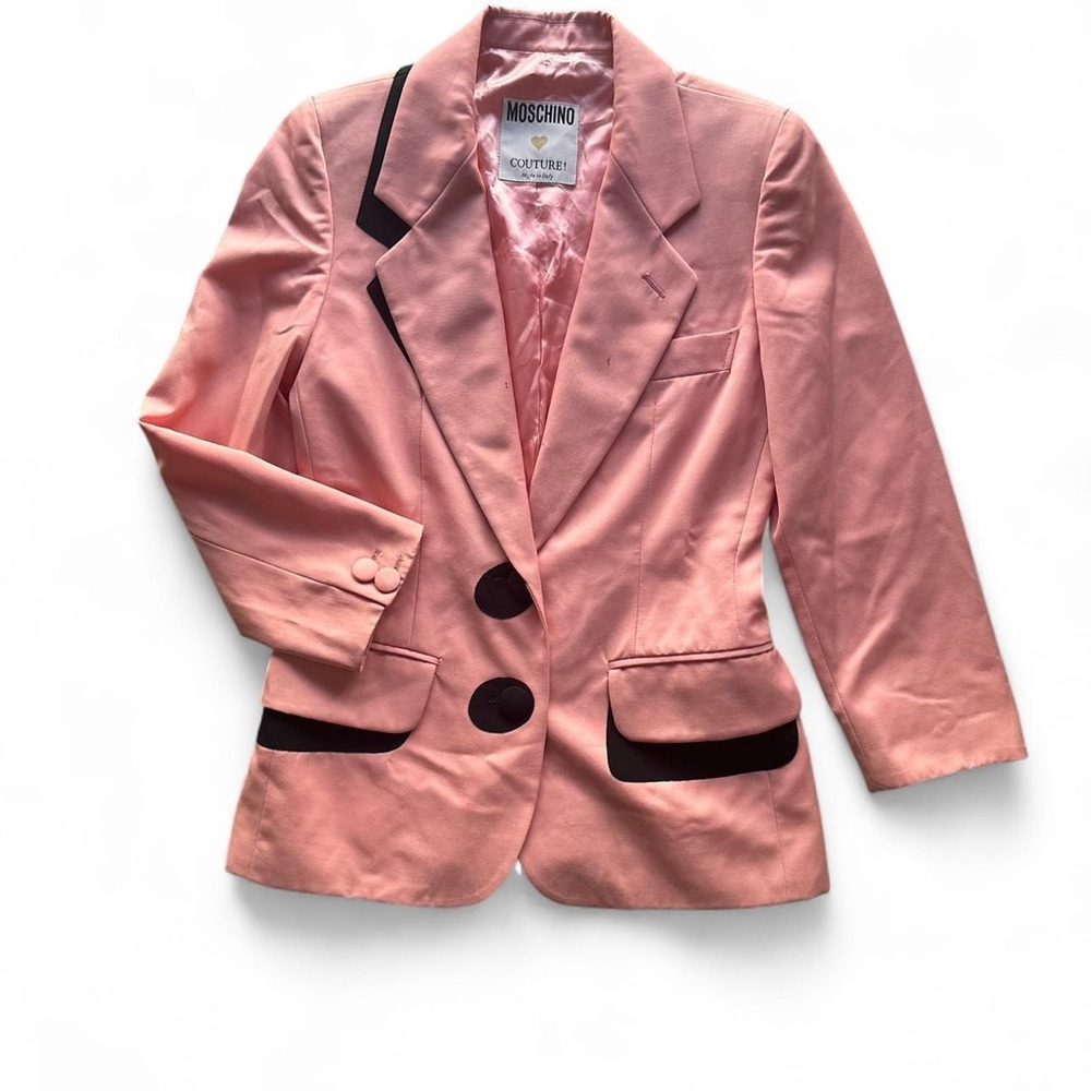Moschino Couture! Pink Blazer with Black Trim